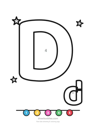 Letter D — Color by number