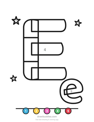 Letter E — Color by number