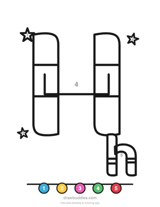 Letter H — Color by number