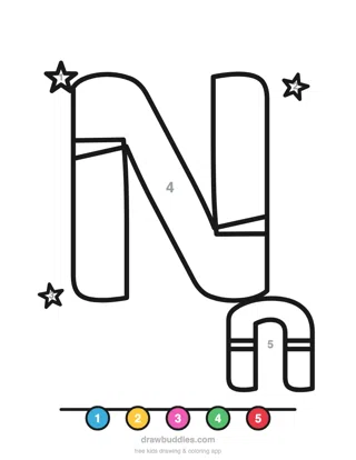 Letter N — Color by number