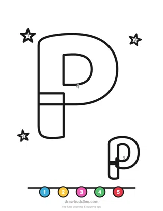 Letter P — Color by number