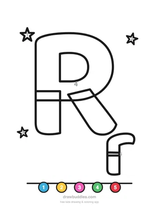 Letter R — Color by number