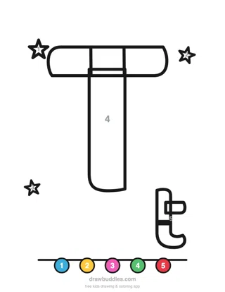 Letter T — Color by number