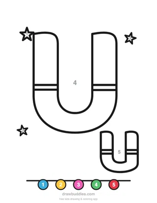 Letter U — Color by number