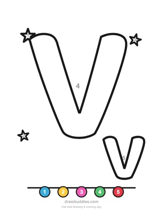 Letter V — Color by number